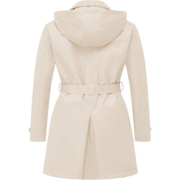 Plus Size Mid-Length Trench Coat with Detachable Hood - Stylish & Functional - Picture 2 of 7